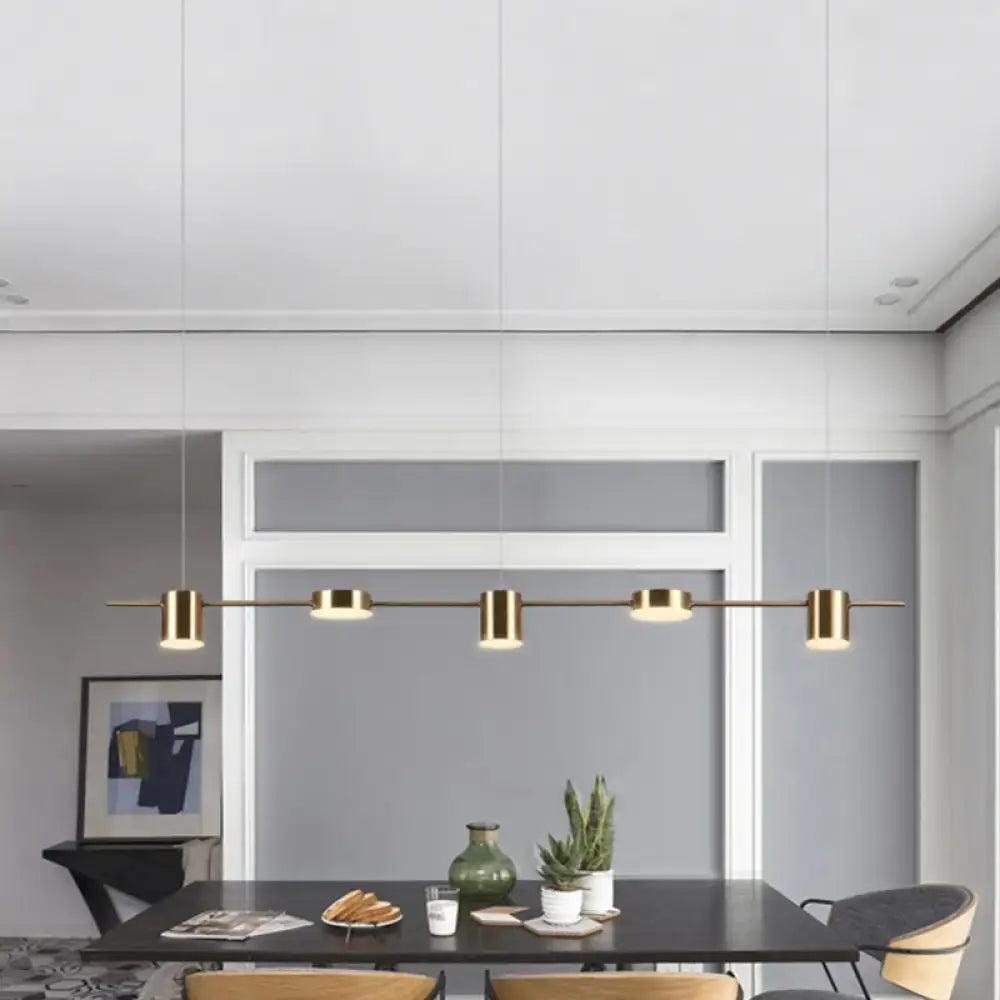 Modern gold linear led pendant light for dining room
