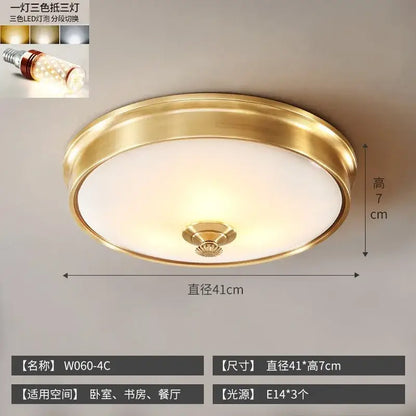 Modern gold lustre copper ceiling lamp living room led light