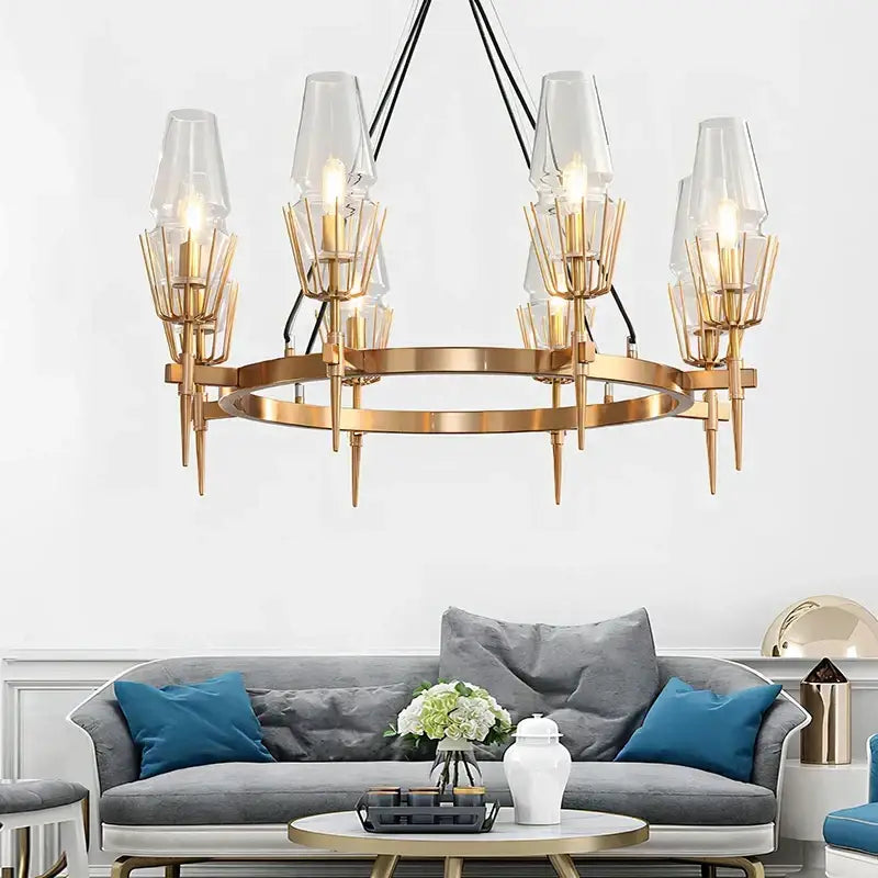 Modern gold lustre glass chandelier dining room pendant light