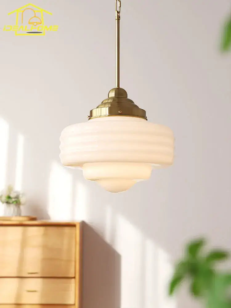 Modern gold lustre pendant light tiered glass shade kitchen fixture