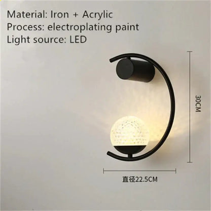 Modern gold luxury creative led bedside wall lamp bedroom sconce