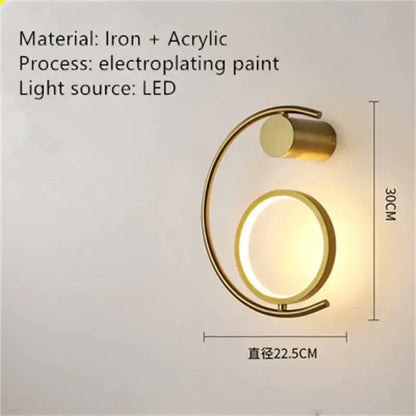 Modern gold luxury creative led bedside wall lamp bedroom sconce