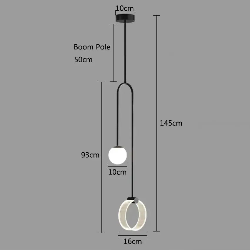 Modern gold luxury led pendant light bedroom art ring lamp