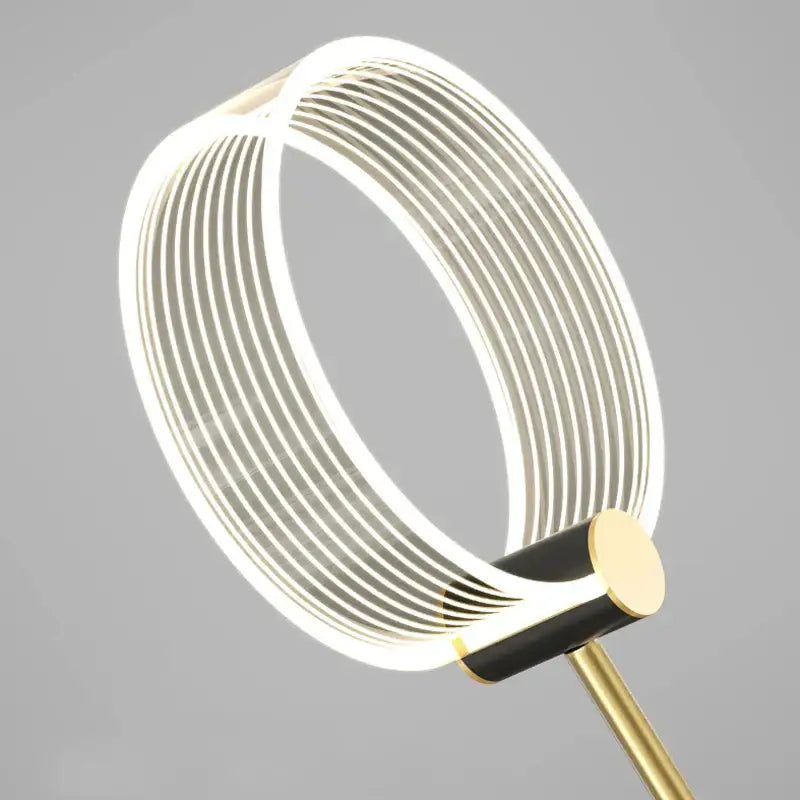 Modern gold luxury led pendant light bedroom art ring lamp