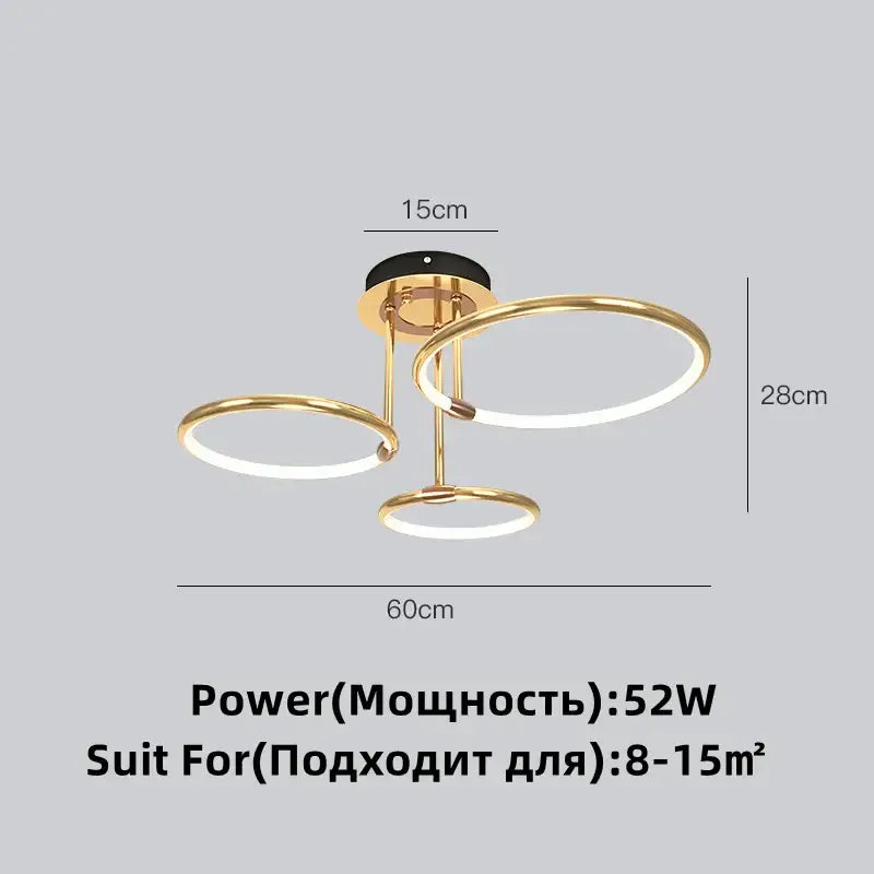 Modern gold luxury ring pendant chandelier for dining room