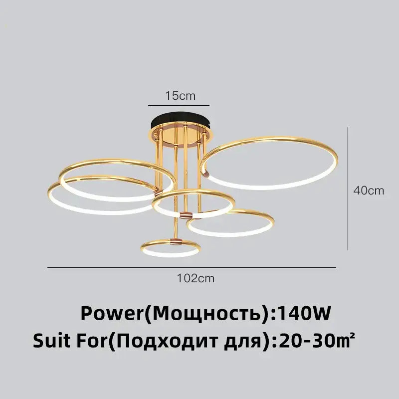 Modern gold luxury ring pendant chandelier for dining room