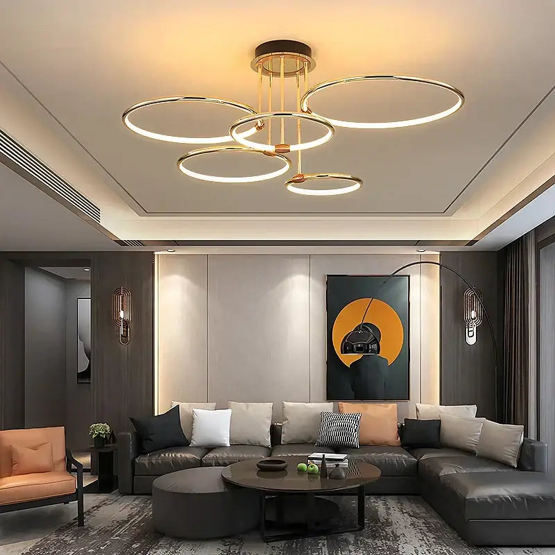 Modern gold luxury ring pendant chandelier for dining room