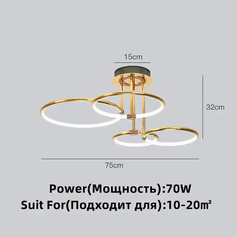 Modern gold luxury ring pendant chandelier for dining room