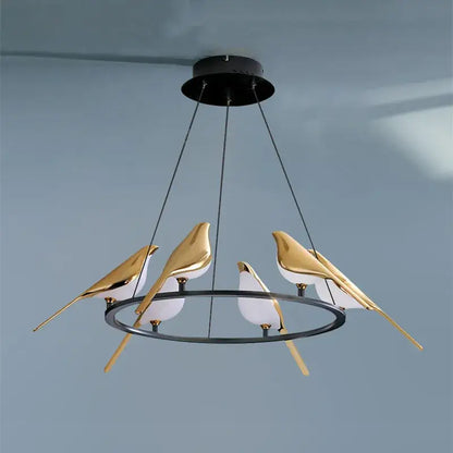Modern gold magpie bird ceiling chandelier for living room