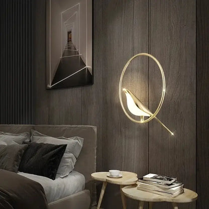 Modern gold magpie bird led chandelier dining room pendant light