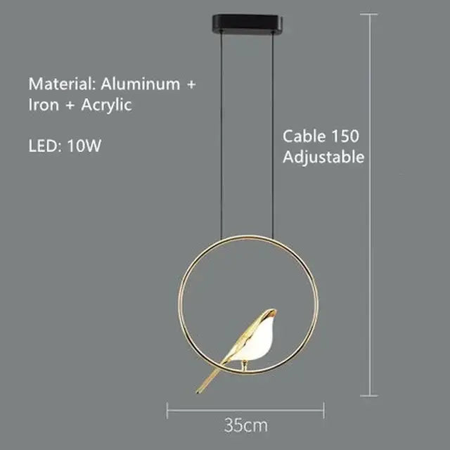 Modern gold magpie bird led chandelier dining room pendant light