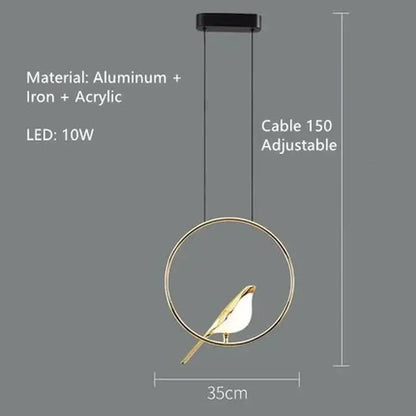 Modern gold magpie bird led chandelier dining room pendant light