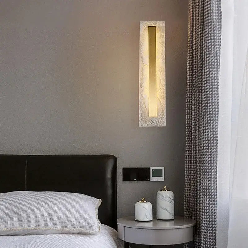 Modern gold marble living room wall lamp with frosted glass