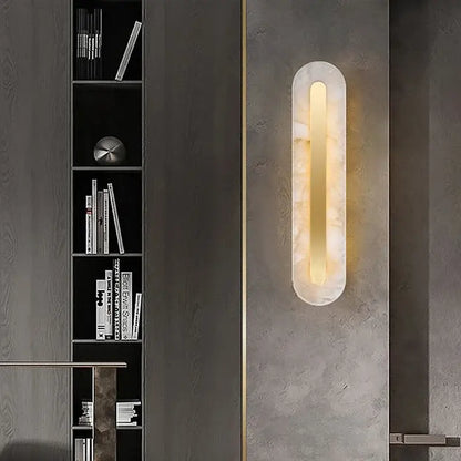 Modern gold marble living room wall lamp with frosted glass