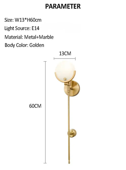 Modern gold marble wall lights for bedroom and living room decor