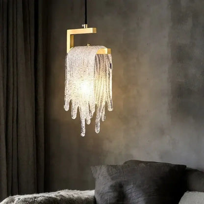 Modern gold melting ice crystal led pendant light bedroom decoration
