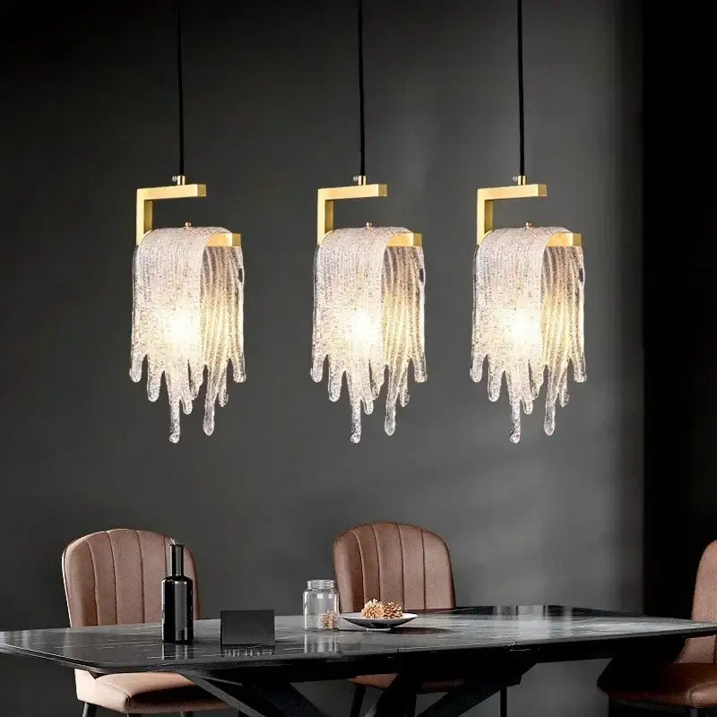 Modern gold melting ice crystal led pendant light bedroom decoration