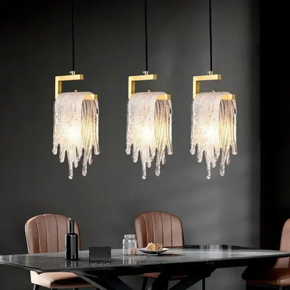 Modern gold melting ice crystal led pendant light bedroom decoration