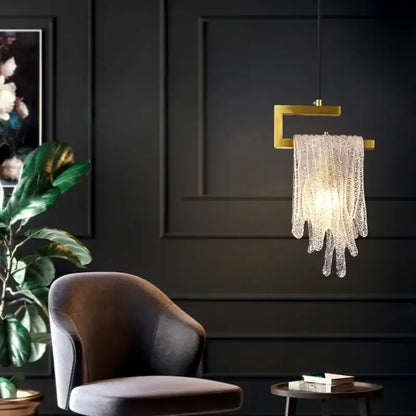 Modern gold melting ice crystal led pendant light bedroom decoration
