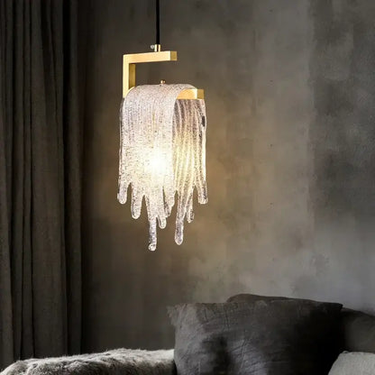 Modern gold melting ice crystal led pendant light bedroom decoration