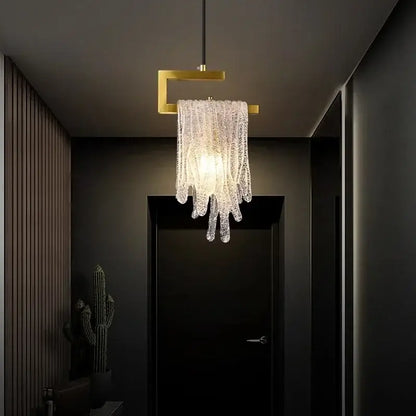 Modern gold melting ice crystal led pendant light bedroom decoration