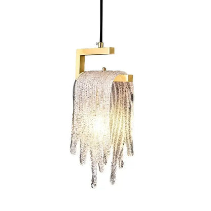 Modern gold melting ice crystal led pendant light bedroom decoration