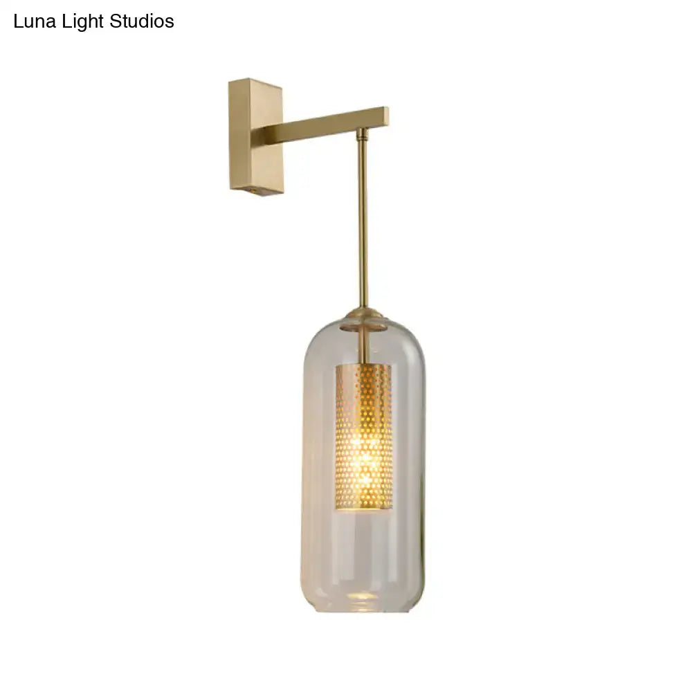 Modern gold mesh and clear glass sconce bedroom wall lamp