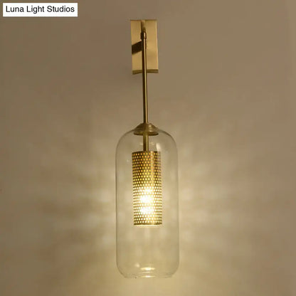 Modern gold mesh and clear glass sconce bedroom wall lamp
