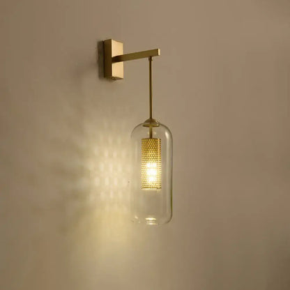 Modern gold mesh and clear glass sconce bedroom wall lamp