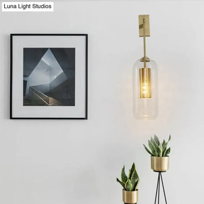 Modern gold mesh and clear glass sconce bedroom wall lamp