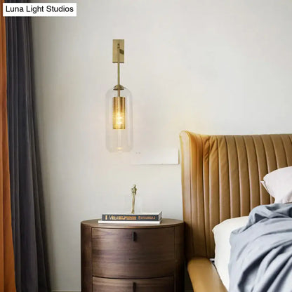 Modern gold mesh and clear glass sconce bedroom wall lamp
