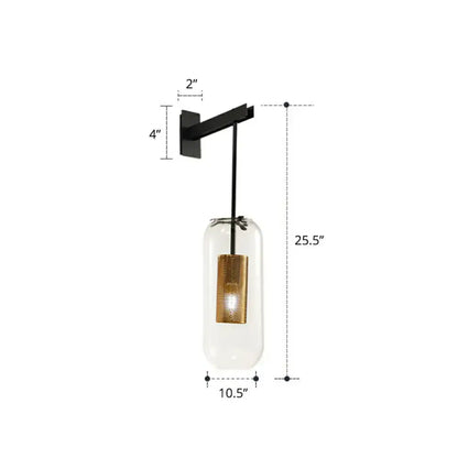 Modern gold mesh clear glass hanging light bedroom wall sconce