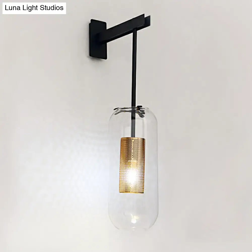 Modern gold mesh clear glass hanging light bedroom wall sconce