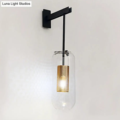 Modern gold mesh clear glass hanging light bedroom wall sconce