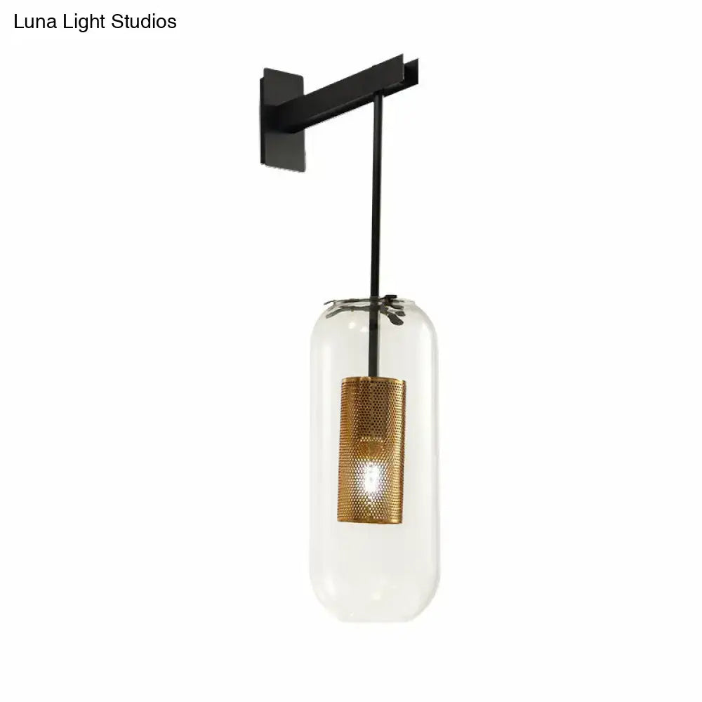 Modern gold mesh clear glass hanging light bedroom wall sconce