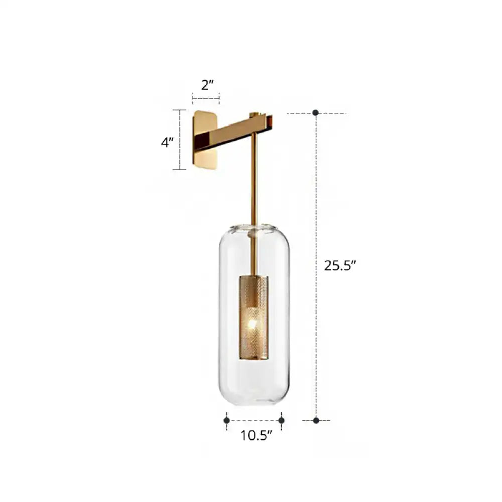 Modern gold mesh clear glass hanging light bedroom wall sconce