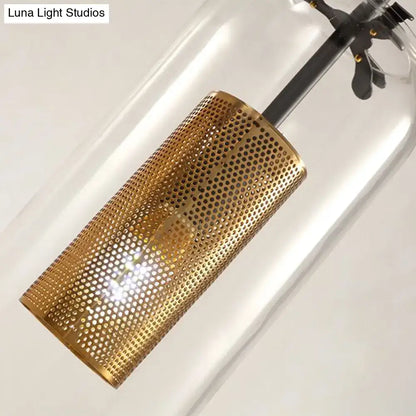 Modern gold mesh clear glass hanging light bedroom wall sconce
