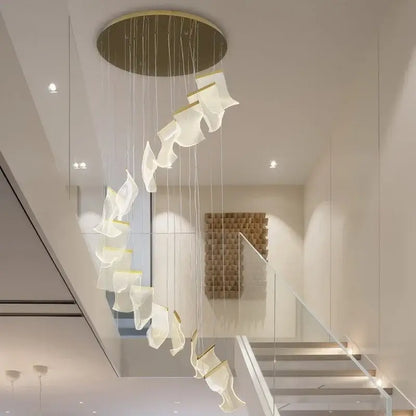 Modern gold mesh duplex building chandelier living room pendant light
