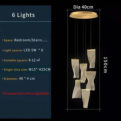 Modern gold mesh duplex building chandelier living room pendant light