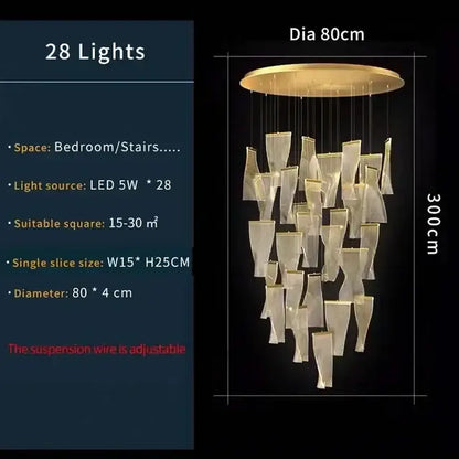 Modern gold mesh duplex building chandelier living room pendant light