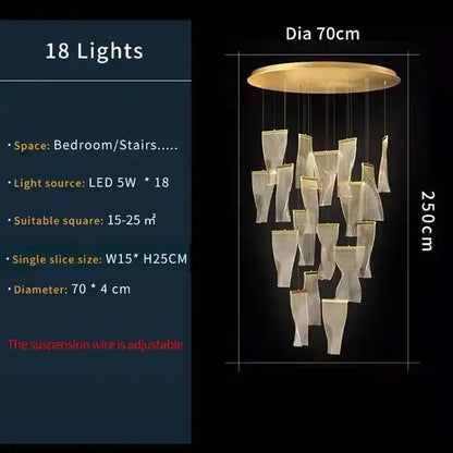 Modern gold mesh duplex building chandelier living room pendant light