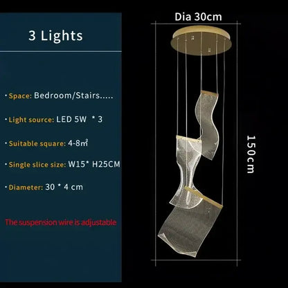 Modern gold mesh duplex building chandelier living room pendant light