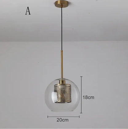 Modern gold mesh glass ball pendant light for kitchen dining room