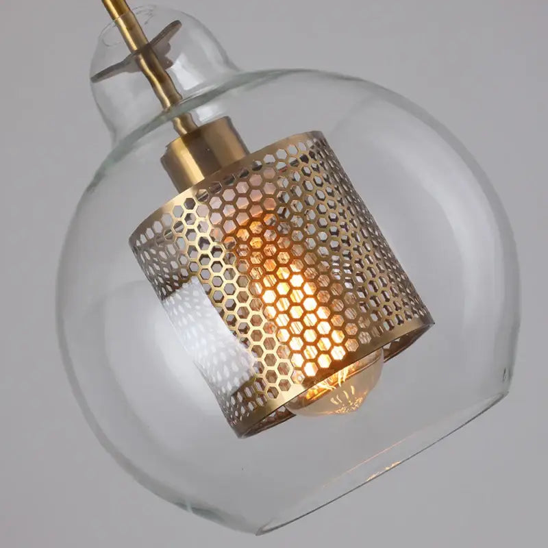 Modern gold mesh glass ball pendant light for kitchen dining room