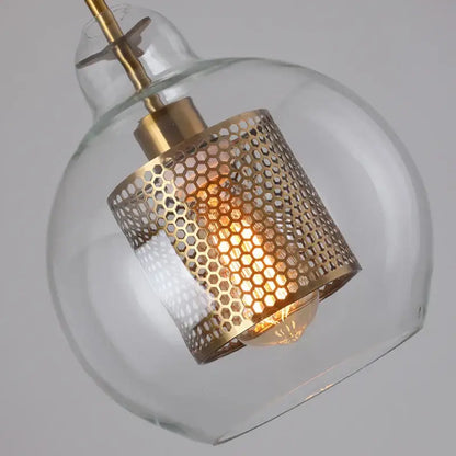 Modern gold mesh glass ball pendant light for kitchen dining room