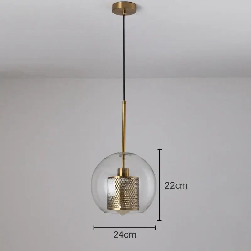 Modern gold mesh glass pendant light kitchen fixture