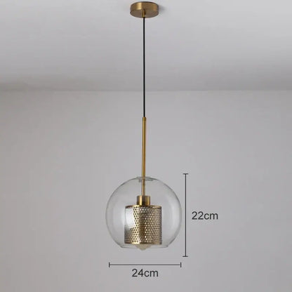 Modern gold mesh glass pendant light kitchen fixture