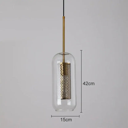 Modern gold mesh glass pendant light kitchen fixture