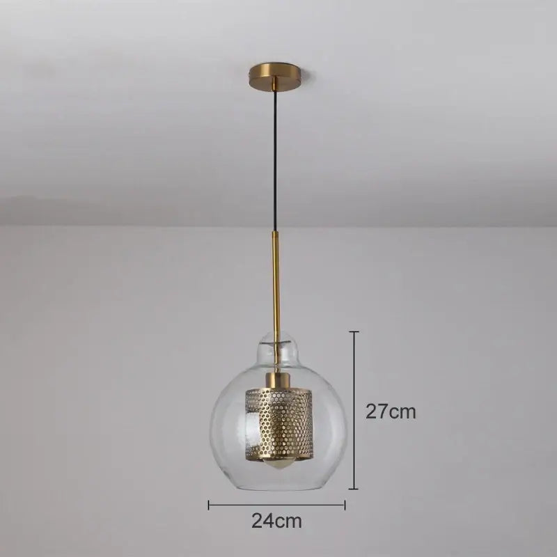 Modern gold mesh glass pendant light kitchen fixture
