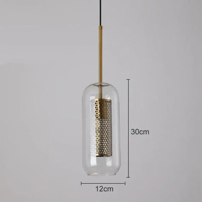 Modern gold mesh glass pendant light kitchen fixture